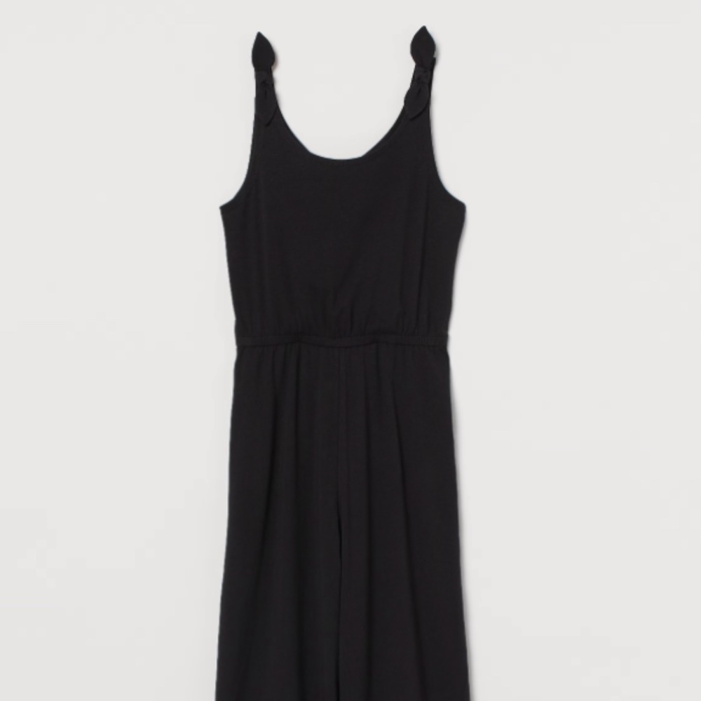 H&M Jersey Jumpsuit Romper with Knotted Straps | Black | 12-13Y